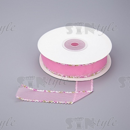 Декоративная лента капроновая, ширина 25 мм, намотка 25 ярдов, цвет розовый фото 1