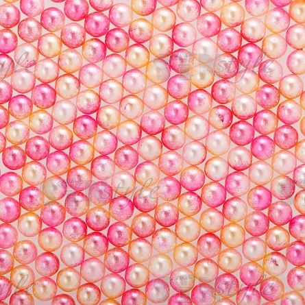 Бусины под жемчуг прибивные с градиентом, размер 6 мм, цвет розовый с желтым, вес 500 г  фото 1
