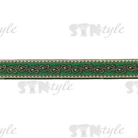 Жаккардовая лента,  ширина 25 мм, намотка 10 м, цвет зеленый фото 1