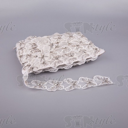 Бабочки из капроновой ленты, цвет белый, ширина 40 мм, намотка 15 ярдов, цвет белый фото 2