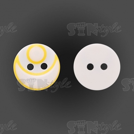 Пуговица пластиковая на два прокола, размер 20L, цвет белый/желтый фото 1