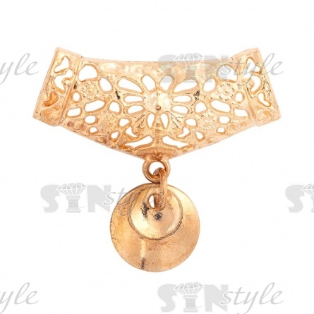 Декоративное украшение пришивное металлическое, цвет золото, размер 45х35 мм фото 1