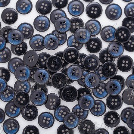 Пуговица пластиковая на четыре прокола, размер 24L, цвет синий фото 4