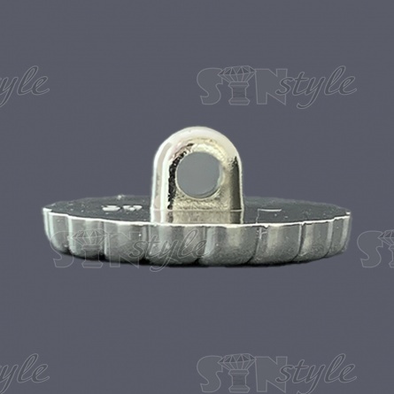 Пуговица пластиковая на ножке, размер 24L, цвет серебряный+белый фото 2