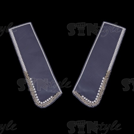 Воротник пришивной капроновый с микробисером и бусинами в тон основы, цвет белый, размер 200х65 мм фото 1