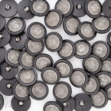 Пуговица пластиковая 36L, цвет темный никель+черный фото 3