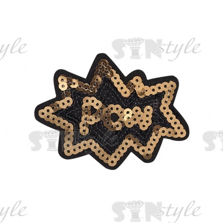 Термоаппликация "Pow" с пайетками, размер 83х64 мм фото 1