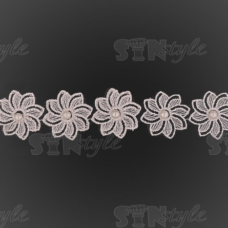 Цветочки из капроновой ленты, ширина 35 мм, намотка 20 ярдов, цвет шампань (№21) фото 3