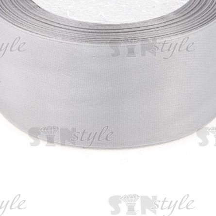 Декоративная лента атласная, ширина 38 мм, намотка 25 ярдов, цвет светло-серый (№068) фото 2