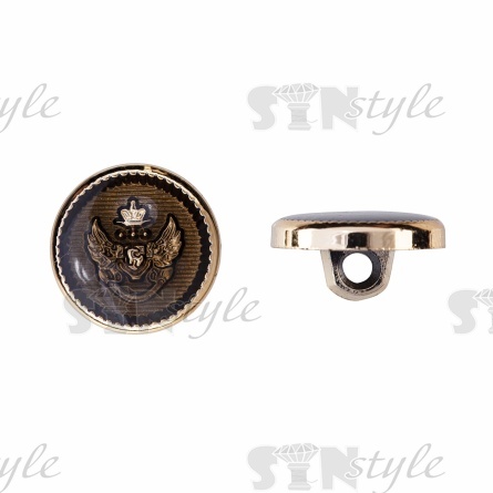 Пуговица пластиковая на ножке, размер 28L, цвет золотой+черный фото 2