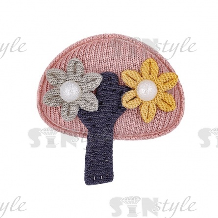 Аппликация 3D "Деревце", цвет грязно-розовый+серый, размер 40х40 мм фото 1