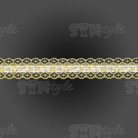 Декоративная лента на кружевной основе с цветочным принтом, цвет желтый, ширина 30 мм, намотка 20 ярдов фото 2