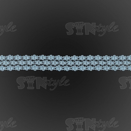 Кружево на сетке с цветочным рисунком, цвет голубой (№4),  ширина 25 мм, намотка 300 ярдов фото 2