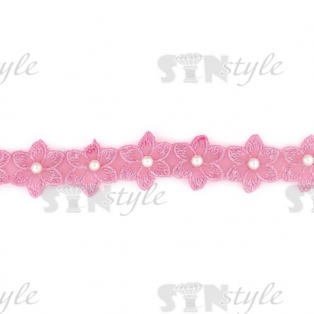 Цветочки из капроновой ленты, размер 30 мм, намотка 20 ярдов, цвет темно-розовый (№25)  фото 3