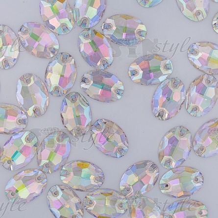 Стразы пришивные стеклянные Овал, цвет радужный (голография), размер 11 мм х 17 мм фото 3