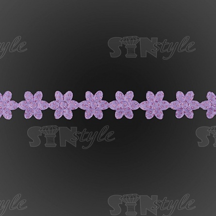 Декоративная лента из цветочков, цвет фиолетовый, ширина 20 мм, намотка 20 ярдов фото 3