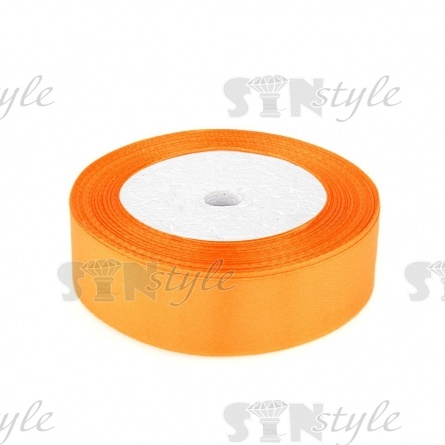 Декоративная лента атласная, ширина 25 мм, намотка 25 ярдов, цвет оранжевый (№164) фото 1