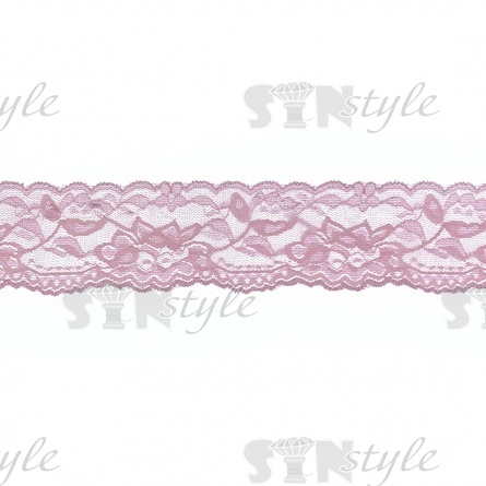 Кружево эластичное, ширина 55 мм, цвет грязно-розовый, намотка 15 ярдов, материал лайкра  фото 1