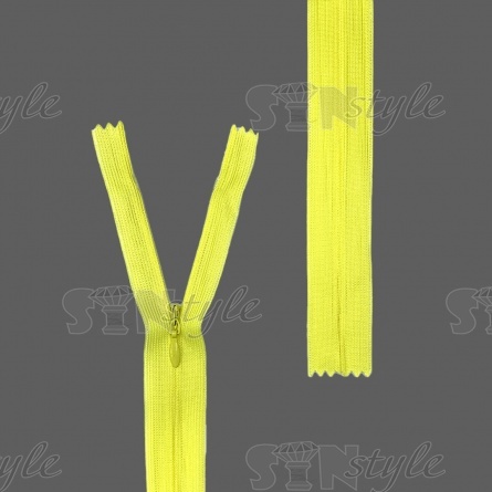 Молния спираль, тип 3, потайная, неразъемная, основа капрон, длина 50 см, цвет 504 (лимонный), бегунок цвета основы фото 1