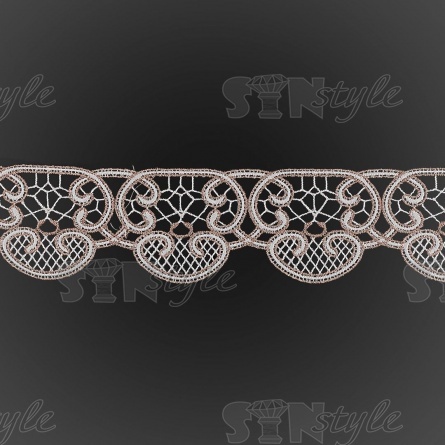 Кружево вязаное ажурное, цвет белый и грязно-розовый, намотка 15 ярдов, ширина 65 мм фото 1