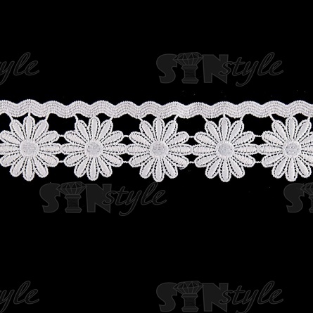 Кружево ажурное матовая нить "Ромашки", ширина 45 мм, цвет белый, намотка 15 ярдов фото 1