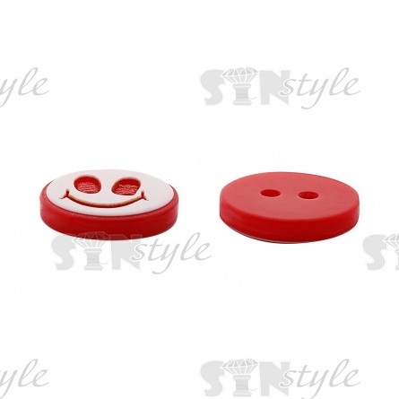 Пуговица пластиковая на два прокола "Смайлик", размер 20L, цвет красный фото 3