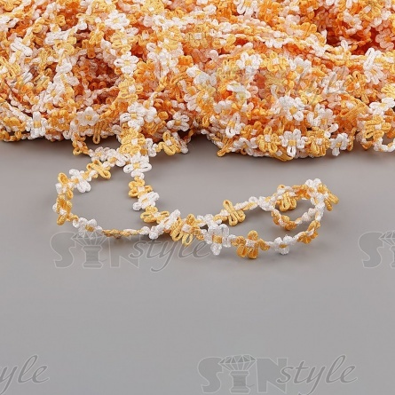 Тесьма отделочная вязаная, цвет желтый (12), ширина 15 мм, намотка 50 ярдов  фото 2