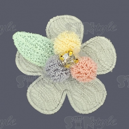 Аппликация 3D "Цветочек", цвет серый, размер 40х40 мм фото 1