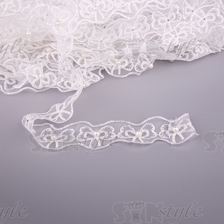 Цветочки из капроновой ленты, ширина 40 мм, намотка 20 ярдов, цвет белый (№7) фото 2