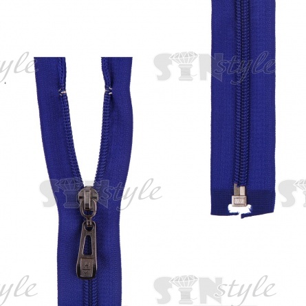 Молния спираль, тип 5, разъемная, длина 90 см, цвет 223 (темно-васильковый), бегунок темный никель фото 1