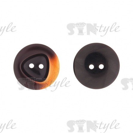 Пуговица пластиковая на два прокола, размер 40L, цвет черный+оранжевый фото 2
