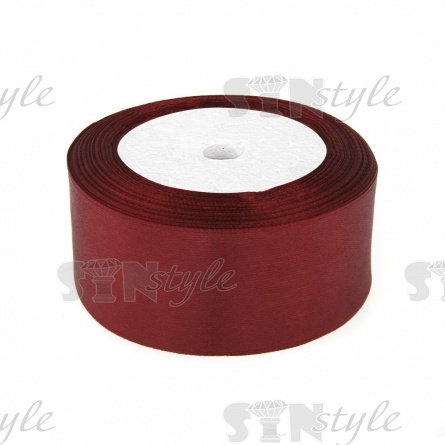 Декоративная лента атласная, ширина 38 мм, намотка 25 ярдов, цвет бордовый (№048) фото 1