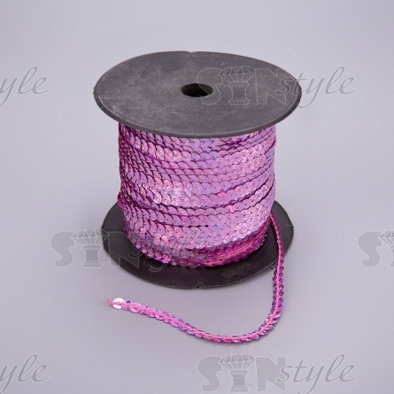 Пайетки на нитке, d=6 мм, цвет розовый радужный, намотка 100 ярдов фото 2