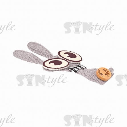 Аппликация 3D "Зайчик", цвет серый, размер 28х55 мм фото 2