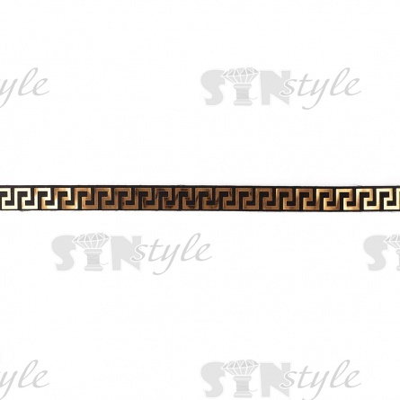 Отделочная тесьма с объемным тиснением фольгой, ширина 20 мм, черная основа с золотой фольгой, намотка 10 ярдов фото 2