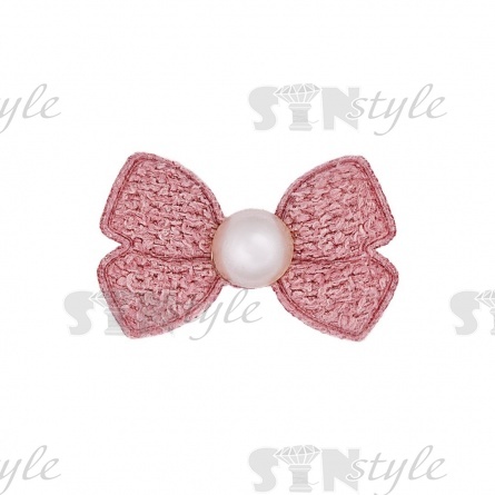 Аппликация 3D "Бантик", цвет грязно-розовый, размер 28х18 мм фото 1