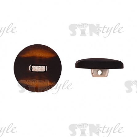 Пуговица пластиковая на ножке, черная с желтым, 44L фото 1