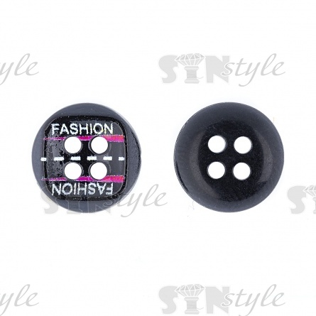 Пуговица пластиковая на четыре прокола, размер 18L, цвет черный/малиновый фото 2