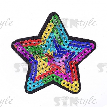 Термоаппликация "Звезда" с пайетками, размер 63х60 мм фото 1