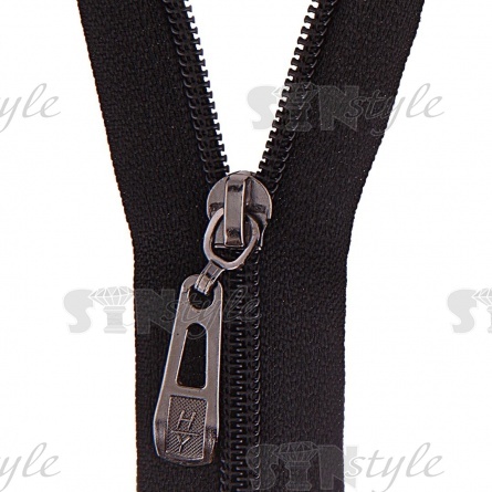 Молния спираль, тип 5, разъемная, длина 85 см, цвет 322 (черный), бегунок темный никель фото 2