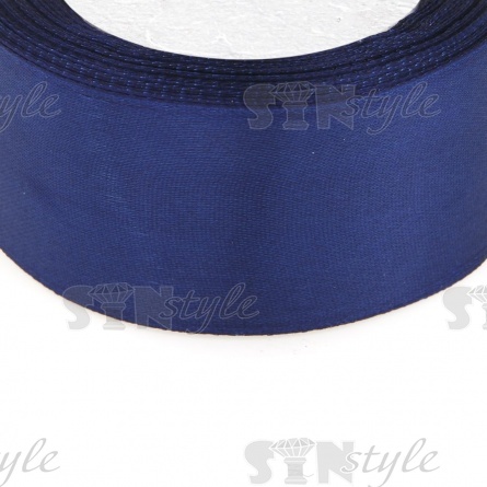 Декоративная лента атласная, ширина 38 мм, намотка 25 ярдов, цвет темно-синий (№038) фото 2