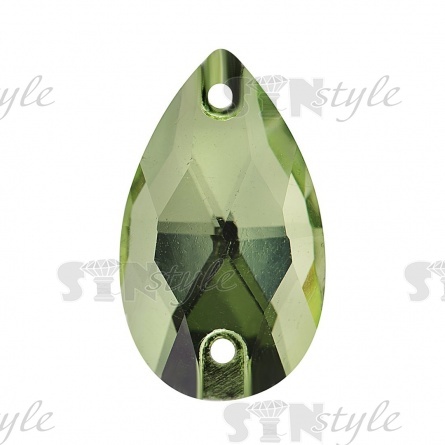 Стразы пришивные стеклянные, форма капля, цвет (салатовый) №27, размер 11*18 мм фото 1