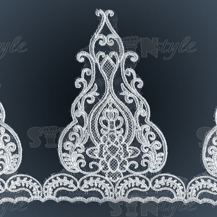 Кружево гипюр, ширина 310 мм, цвет сияющий белый, намотка 10 ярдов  фото 1