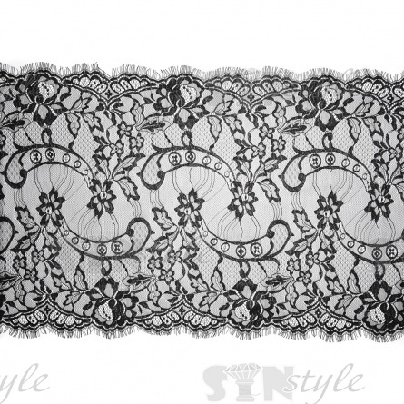Кружево "Французское", ширина 400 мм, цвет черный, длина 3 метра фото 2