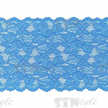 Кружево эластичное, ширина 140 мм, цвет синий, намотка 15 ярдов фото 1