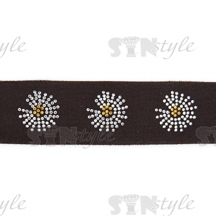 Декоративная тесьма отделочная со стразами, цвет черный, ширина 38 мм, намотка 50 ярдов фото 3