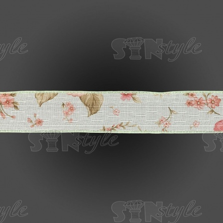 Декоративная лента с цветочным принтом, цвет мятный,  ширина 40 мм, намотка 20 ярдов фото 2