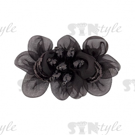 Аппликация с элементами из бисера, цвет черный, размер 70х50 мм фото 1