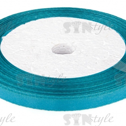 Декоративная лента атласная, ширина 6 мм, намотка 25 ярдов, цвет бирюзовый (№047) фото 2