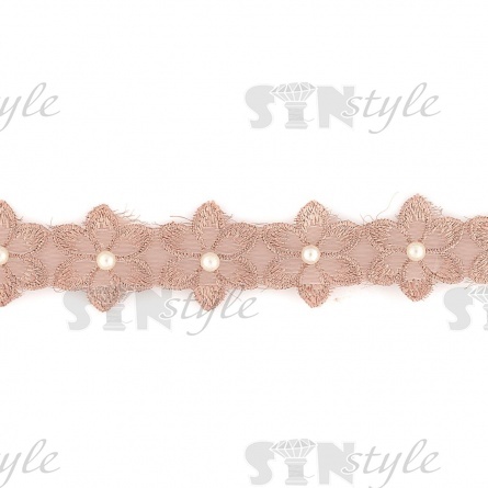 Цветочки из капроновой ленты, размер 30 мм, намотка 20 ярдов, цвет капучино фото 3